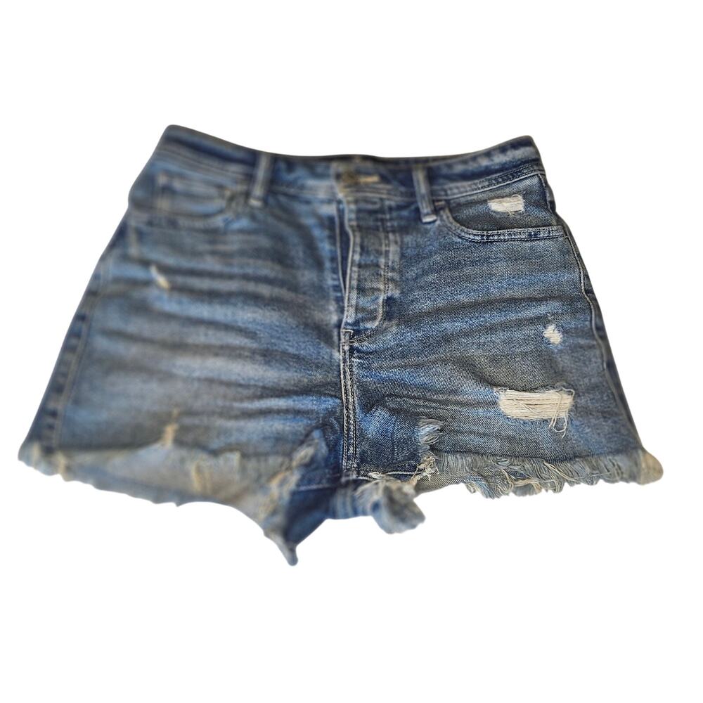 Hollister Ultra High-Rise Mom Denim Jean Shorts Button Fly W25 Size 1 Cut-offs